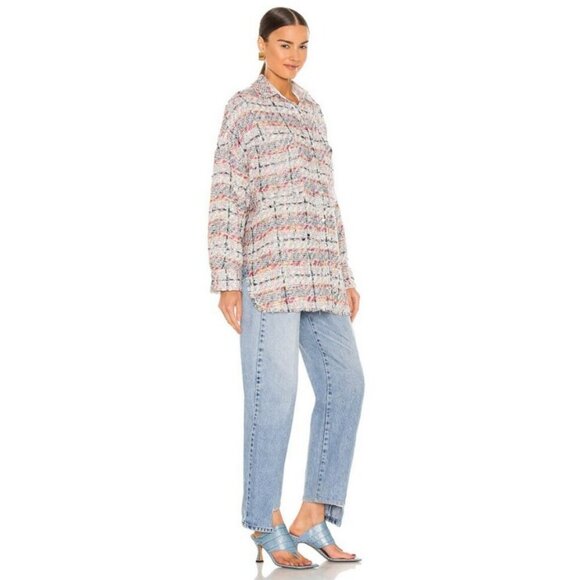 💕IRO PARIS💕 Mekkie Tweed Jacket ~ Multicolor Pink Plaid Check 38 - Picture 3 of 16